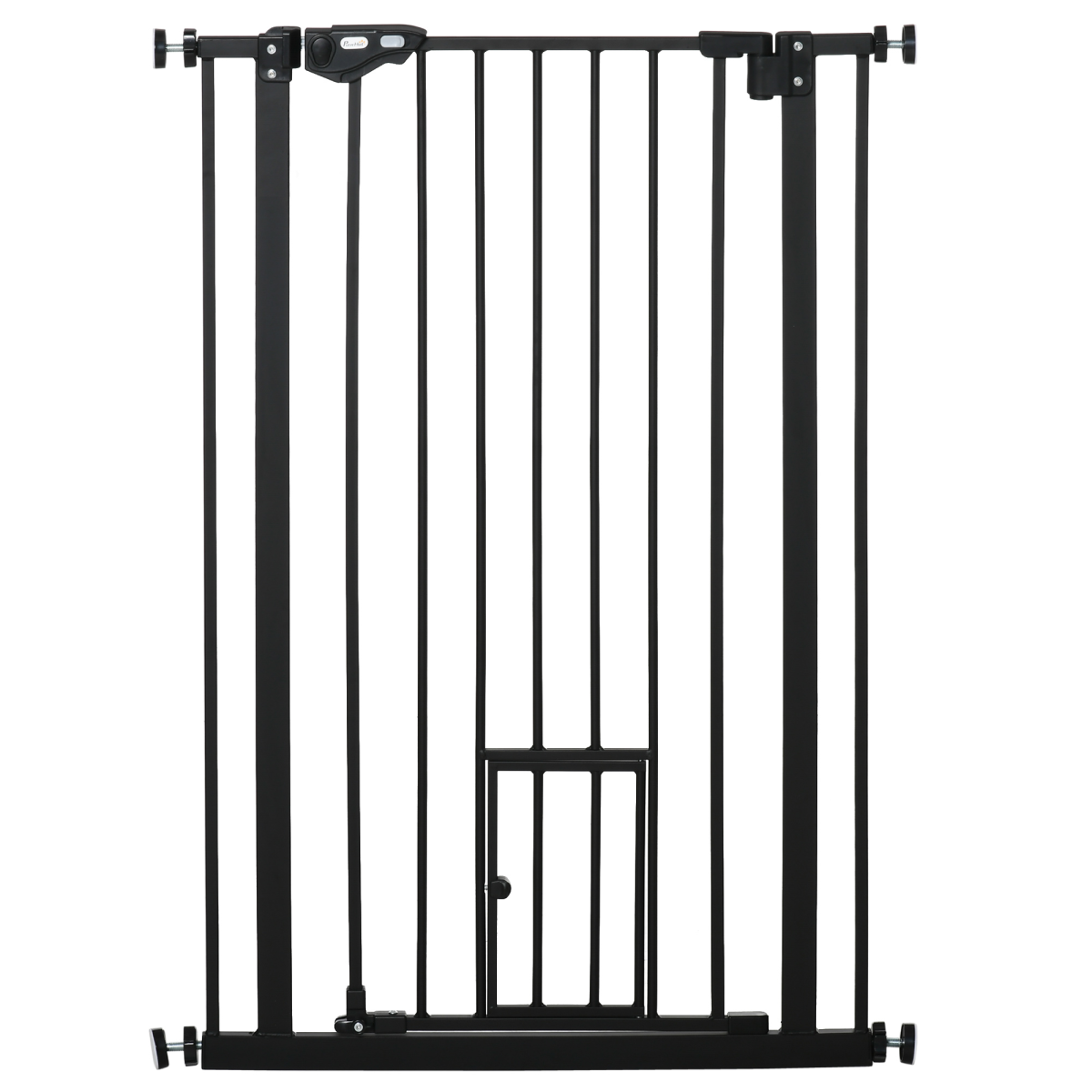 Extra Tall Dog Gate with Auto-Close & Cat Door for Stairs, 74-80 cm Wide