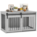 PawHut Large Dog Crate & Side Table with Removable Cushion - Grey
