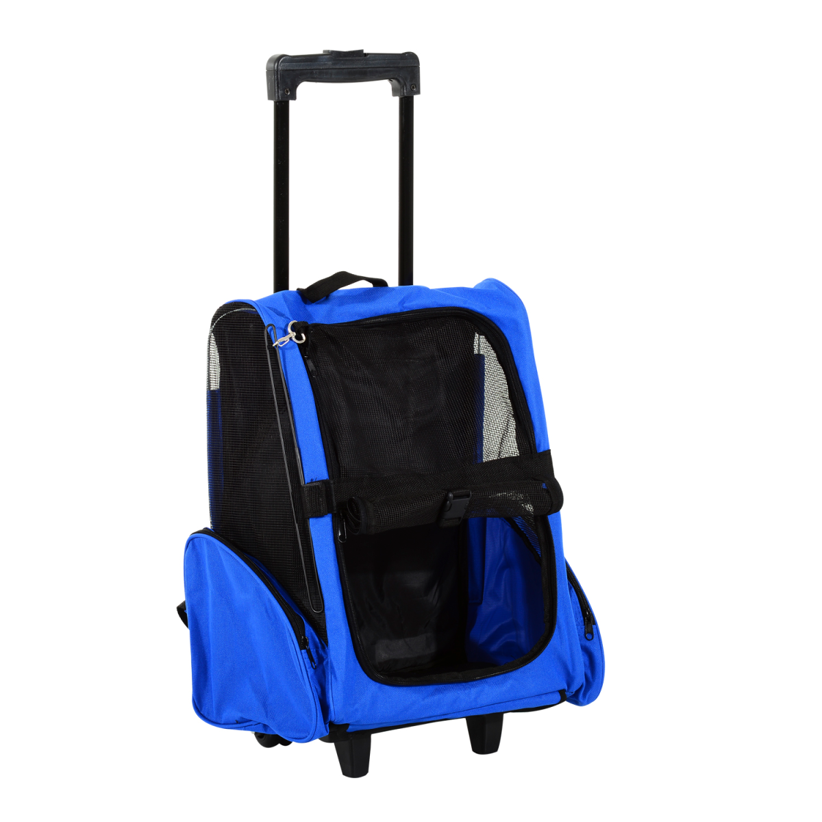 2-in-1 Pet Travel Backpack & Trolley Carrier with Telescopic Handle - 4 PU Wheels