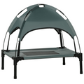 61cm Elevated Dog Bed with Canopy - Cooling Raised Pet Cot, UV Shade
