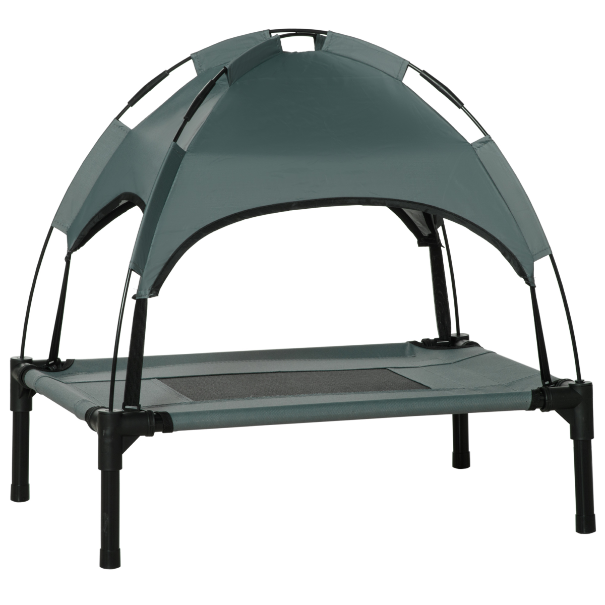 61cm Elevated Dog Bed with Canopy - Cooling Raised Pet Cot, UV Shade