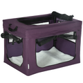 60cm Foldable Pet Carrier with Cushion - Purple Cat/Dog Travel Bag