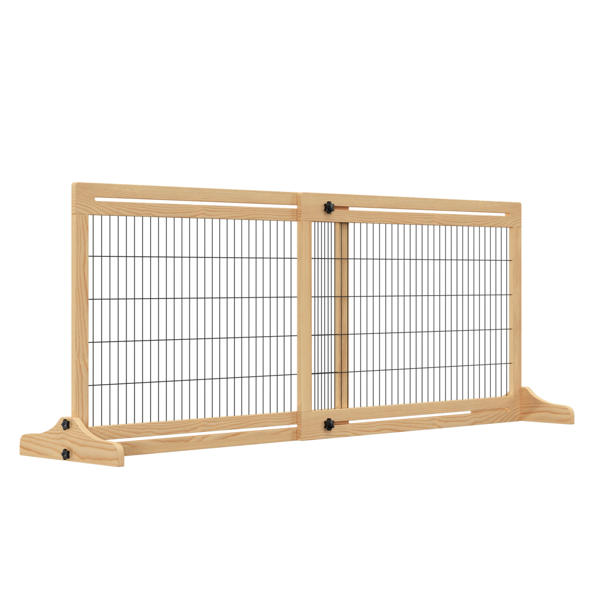 Adjustable Freestanding Wooden Pet Gate for Doorway Pawhut