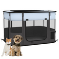 PawHut Portable Pet Playpen - Foldable, Multi-Door, 84x64x53 cm (Grey)