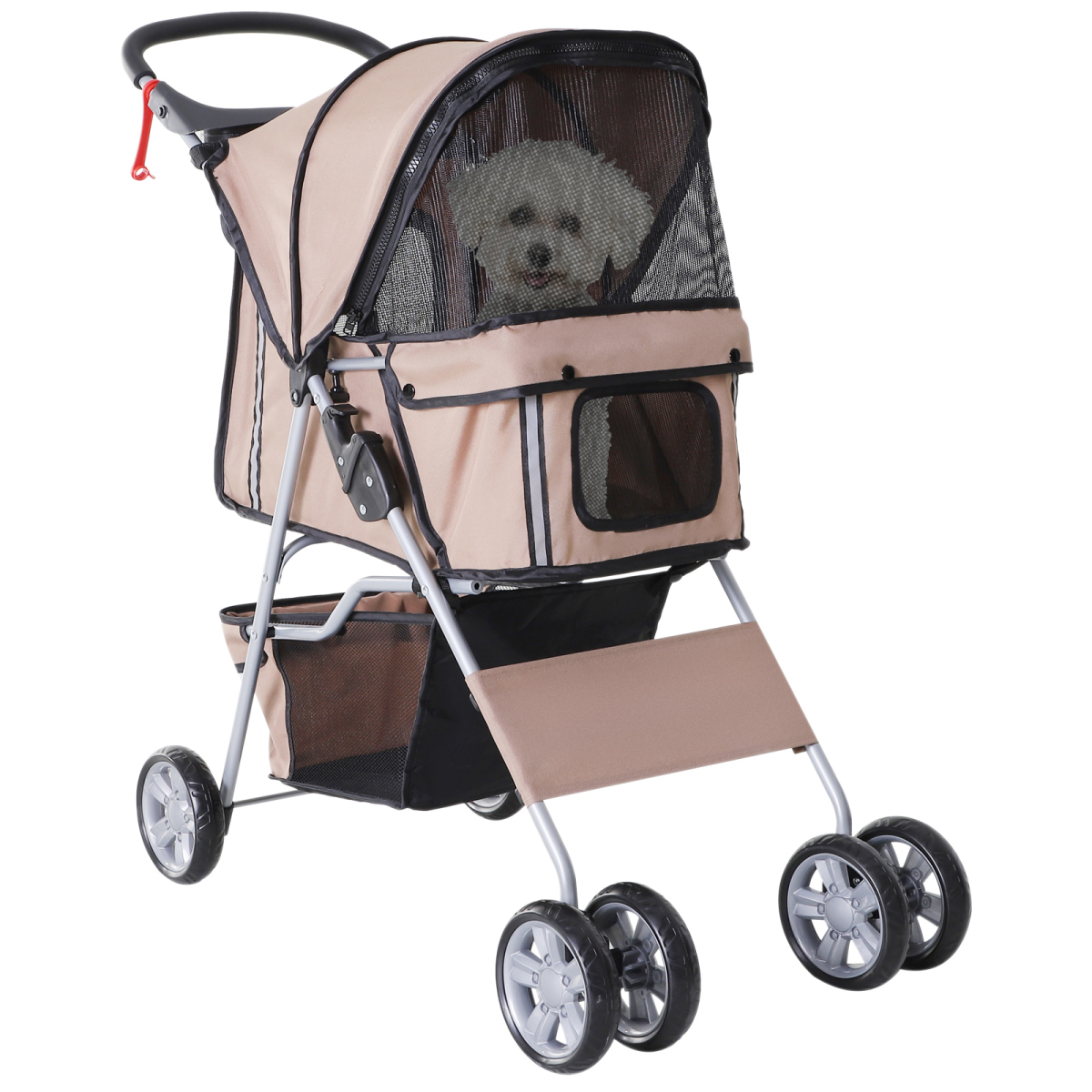 Pawhut Foldable 4-Wheel Pet Stroller Carrier - Deluxe Jogger for Dogs & Cats