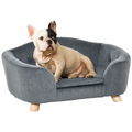 Pawhut Small Dog Sofa - Short Plush, 70x47x30 cm, Grey