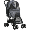 PawHut Foldable Dog Stroller with Carriage, Brakes & Universal Wheels - Grey