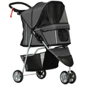 PawHut 3-Wheel Pet Stroller for Cat & Small Dog, Dark Grey