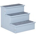 Pawhut 3-Step Wooden Dog Stairs with Hidden Storage, Grey