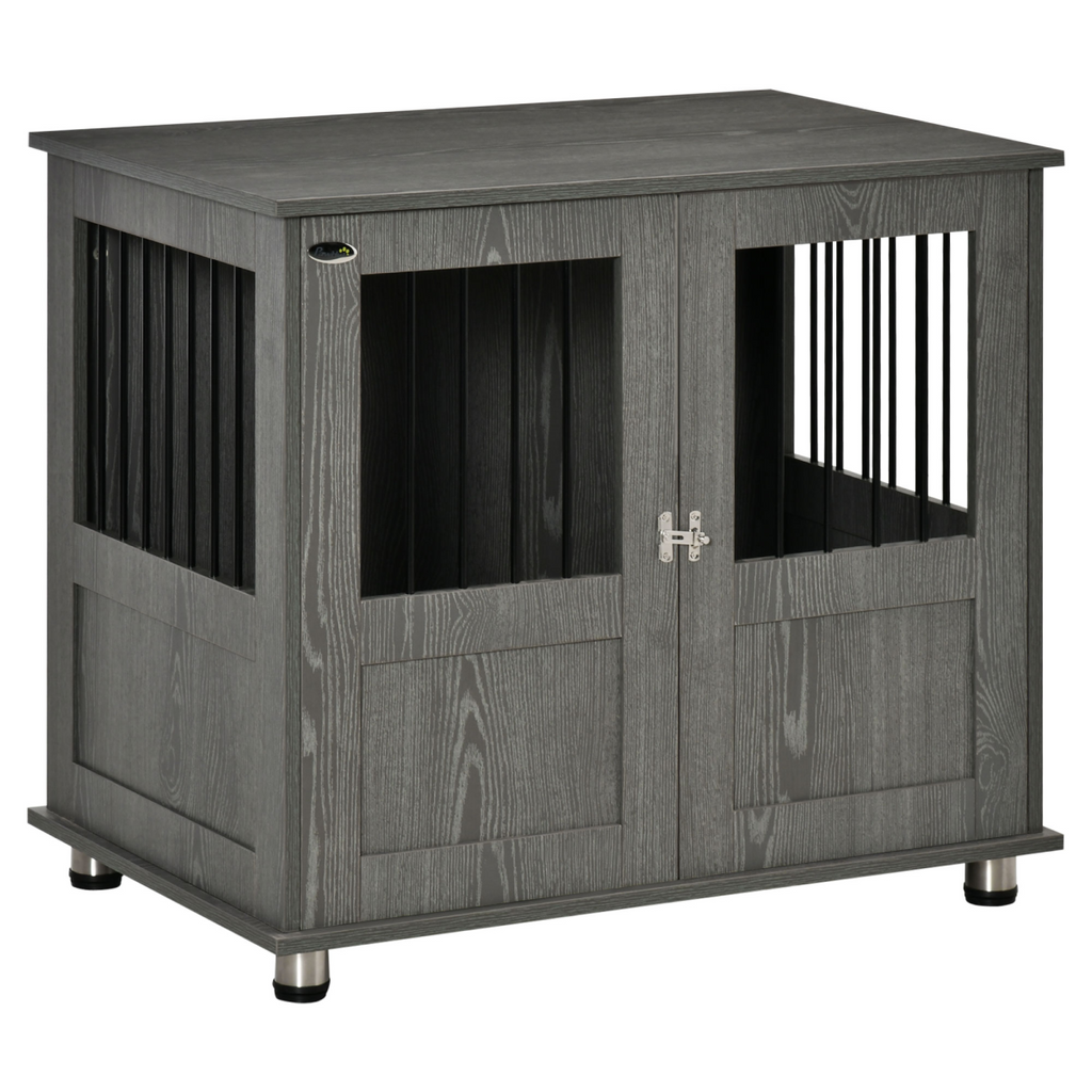Wooden & Wire Kennel for Medium Dogs — Stylish, Magnetic Doors