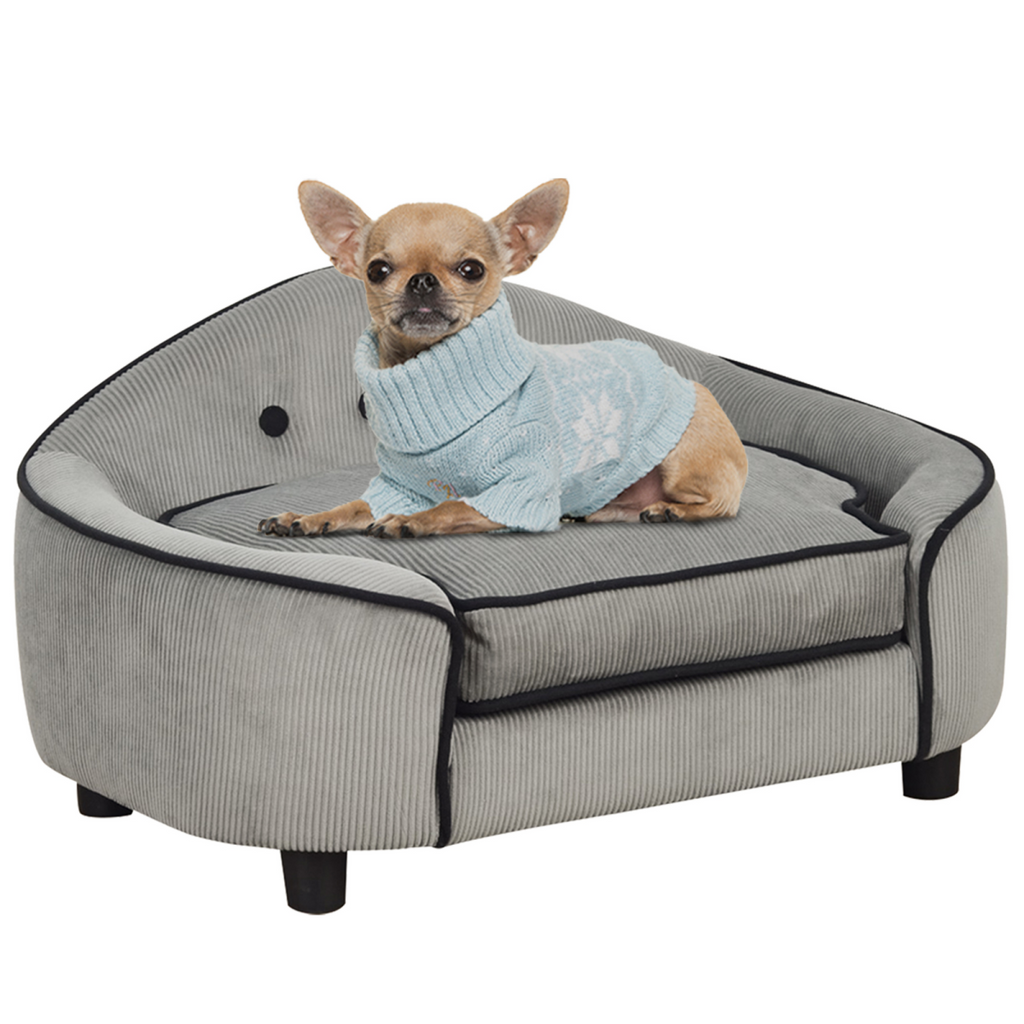PawHut Dog Sofa Bed with Sponge Cushion - Grey, XS/S