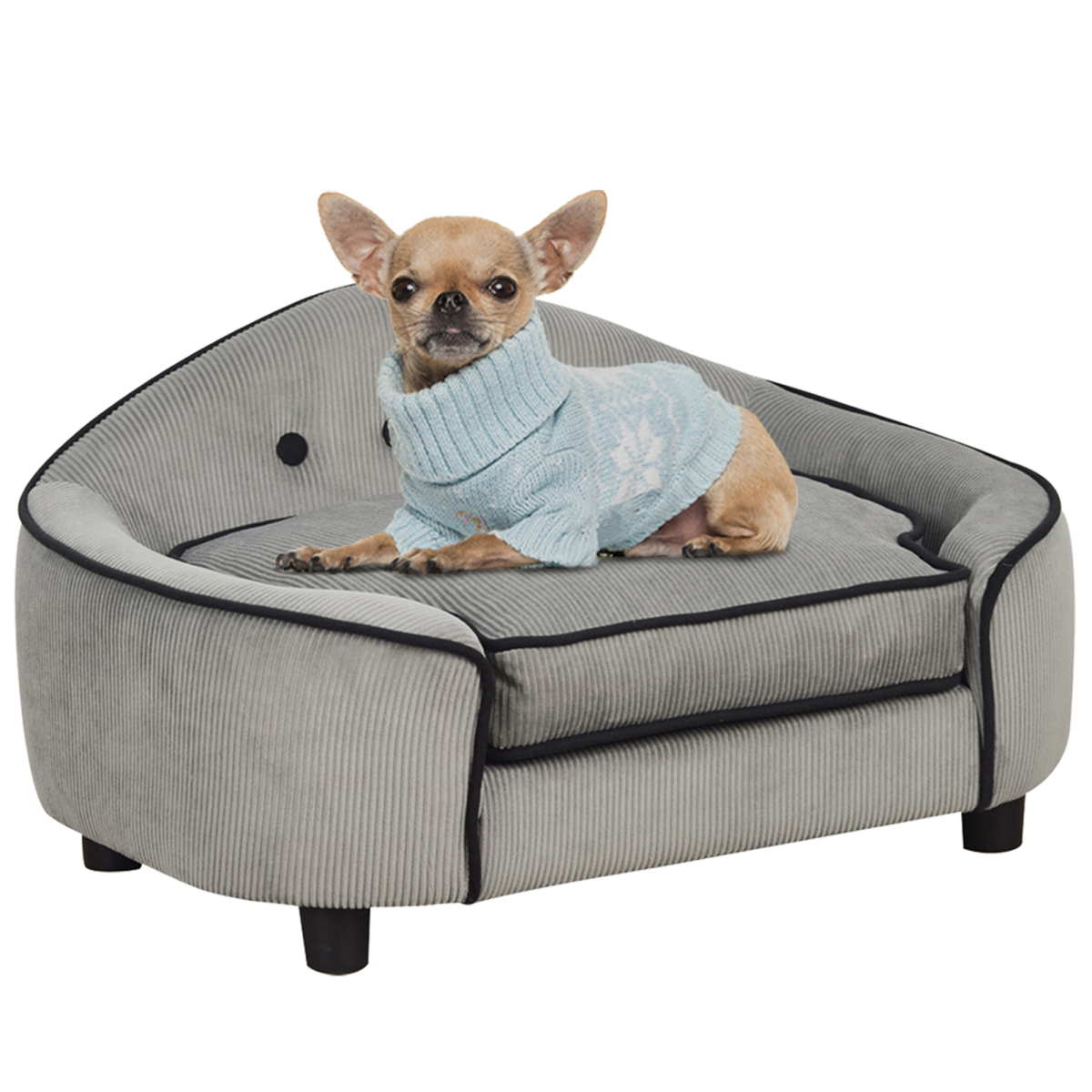 PawHut Dog Sofa Bed with Sponge Cushion - Grey, XS/S