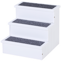 3-Step Wooden Dog Steps with Hidden Storage - Pawhut Pet Stairs for Bed