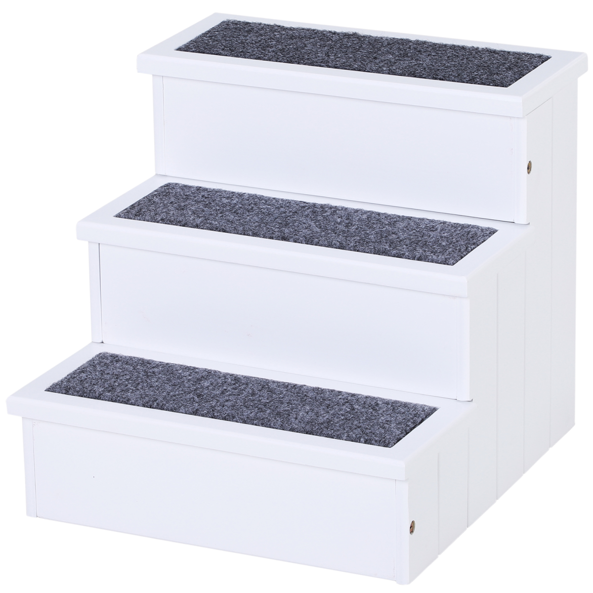3-Step Wooden Dog Steps with Hidden Storage - Pawhut Pet Stairs for Bed