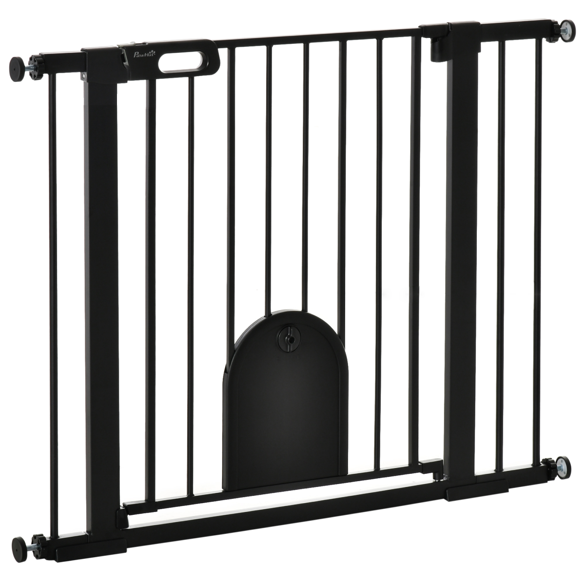 75-103 cm Extra-Wide Pet Gate, Stair Pressure Fit, Double Locking, Black