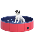 Red Pawhut Foldable Pet Paddling Pool, 80cm Diameter, Indoor/Outdoor