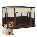 PawHut Portable Foldable Pet Playpen for Small Animals - Brown