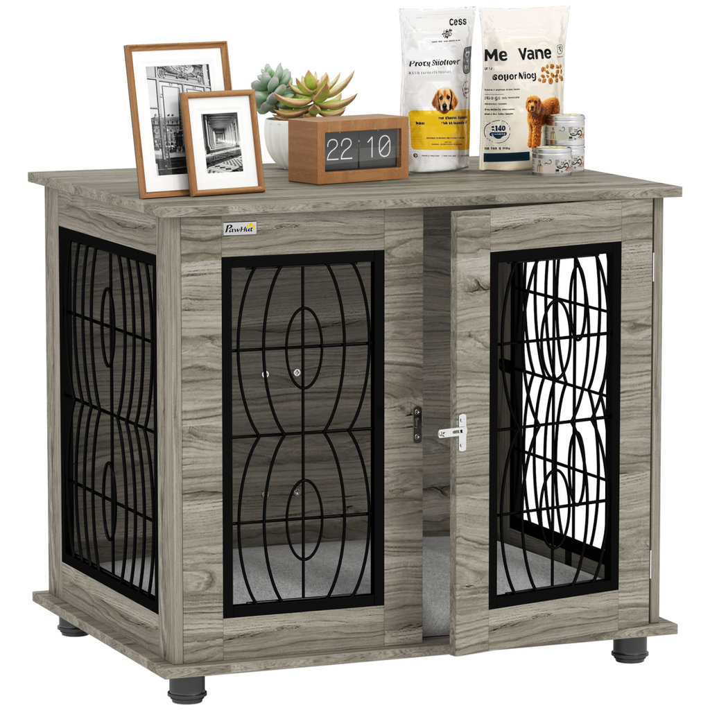 PawHut Multi-Function Dog Crate End Table with Cushioned Bed
