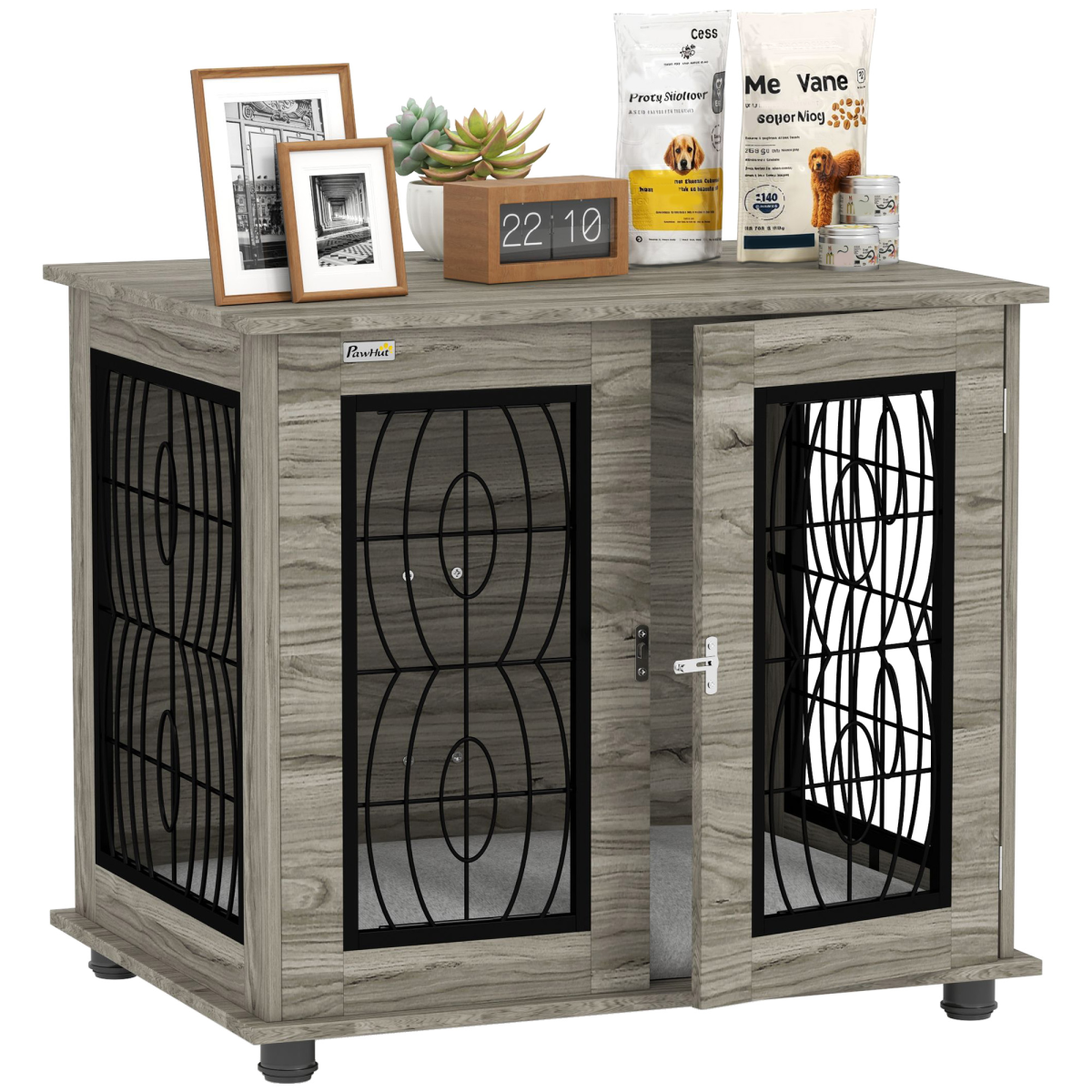 PawHut Multi-Function Dog Crate End Table with Cushioned Bed