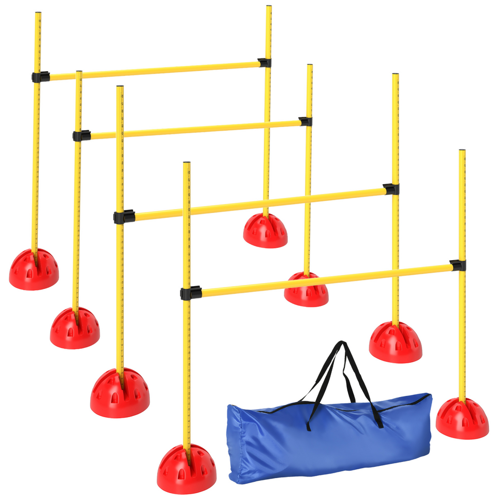 PawHut 4-Piece Dog Agility Jump Set with Adjustable Hurdles and Carry Bag