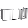 5-Panel Pet Gate Dog Playpen - Indoor Stair Barrier with Walk-Through Door Black