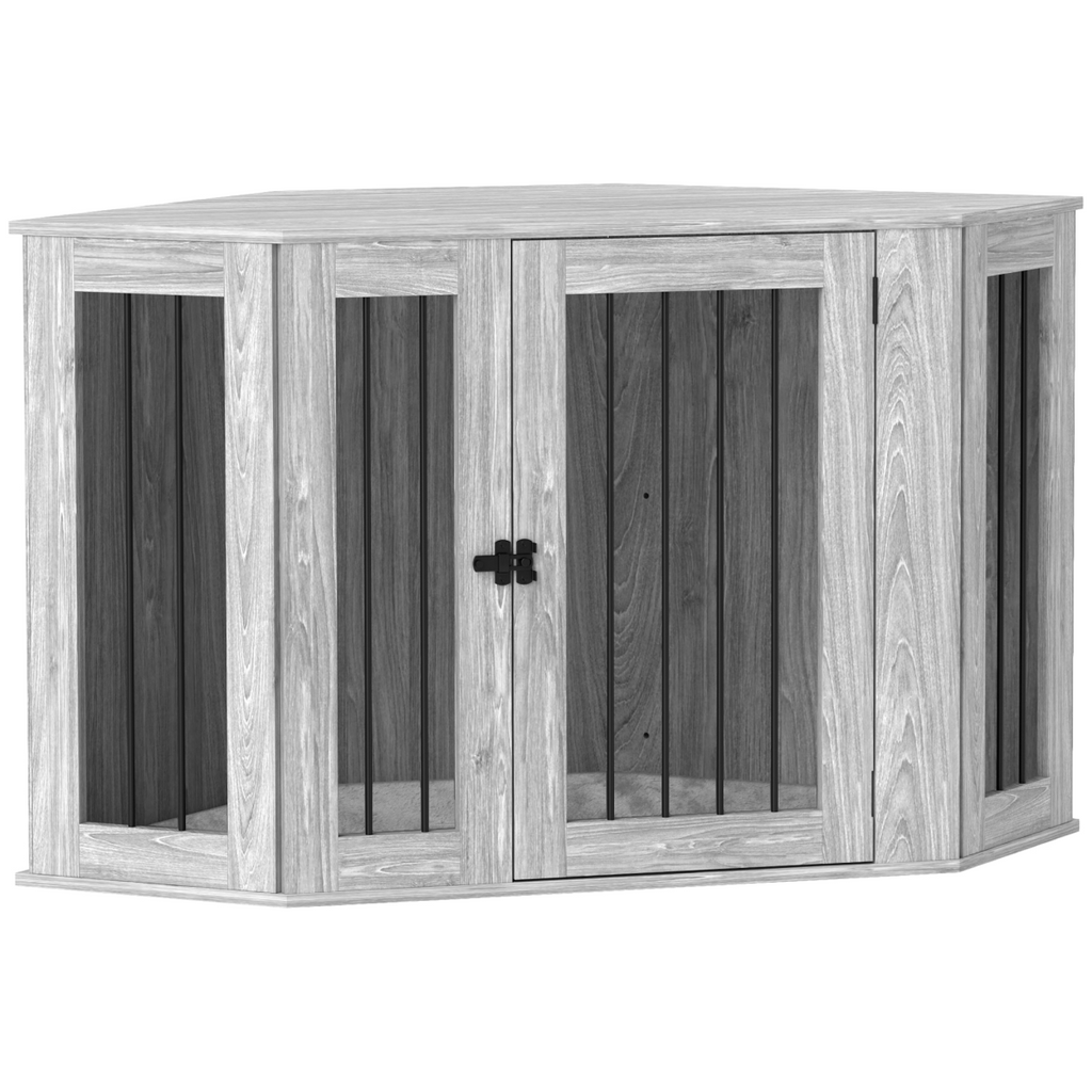 PawHut Large Dog Crate Furniture with Cushion & Door - Grey