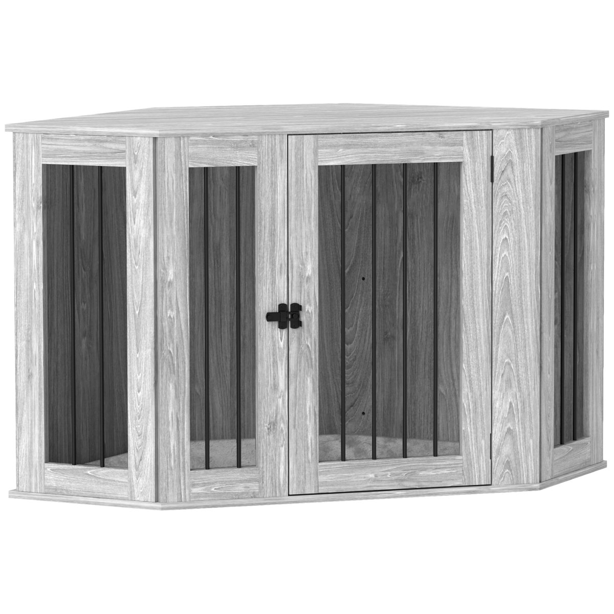 PawHut Large Dog Crate Furniture with Cushion & Door - Grey