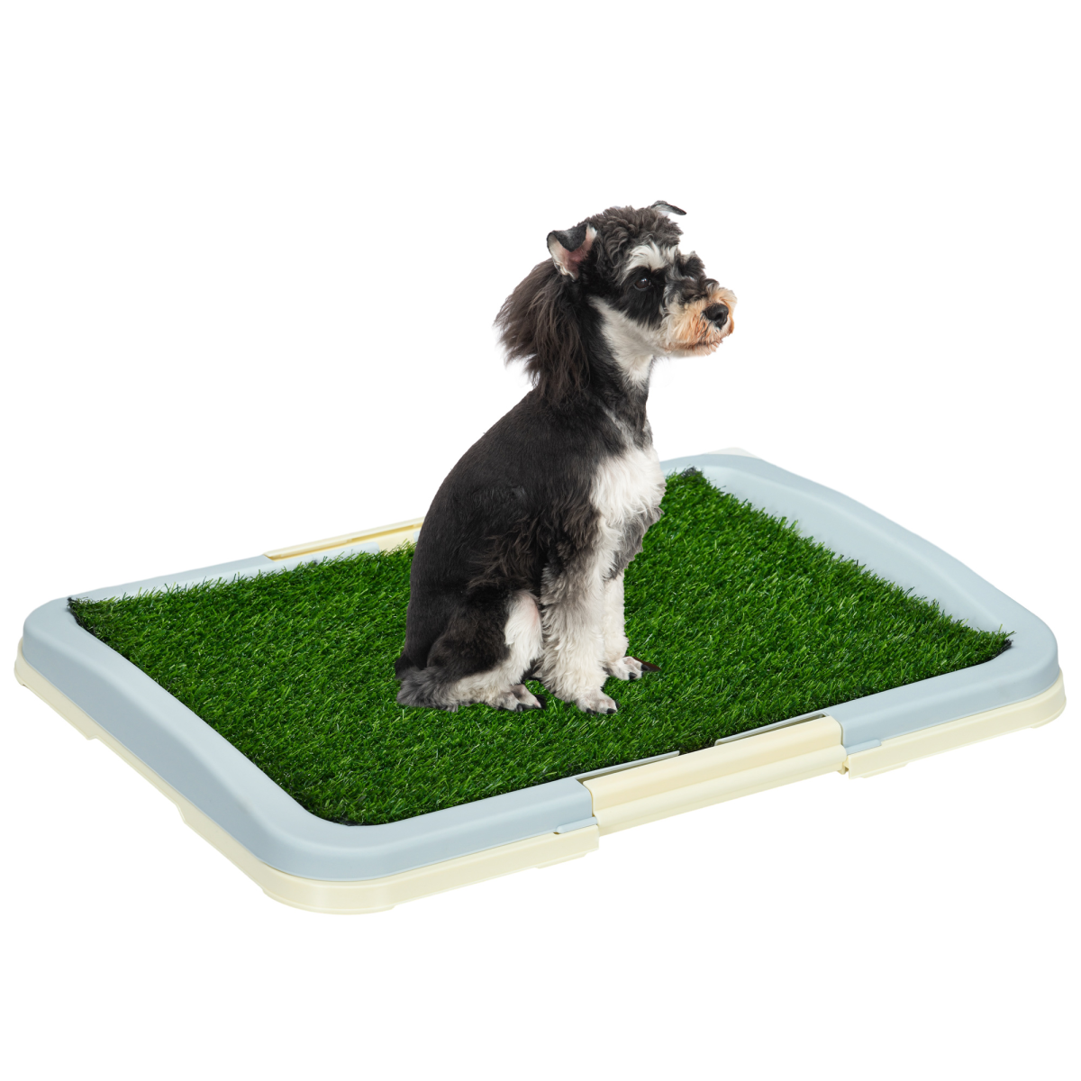 PawHut Indoor Dog Toilet with Grass, Grid Panel & Tray, 63x48.5cm