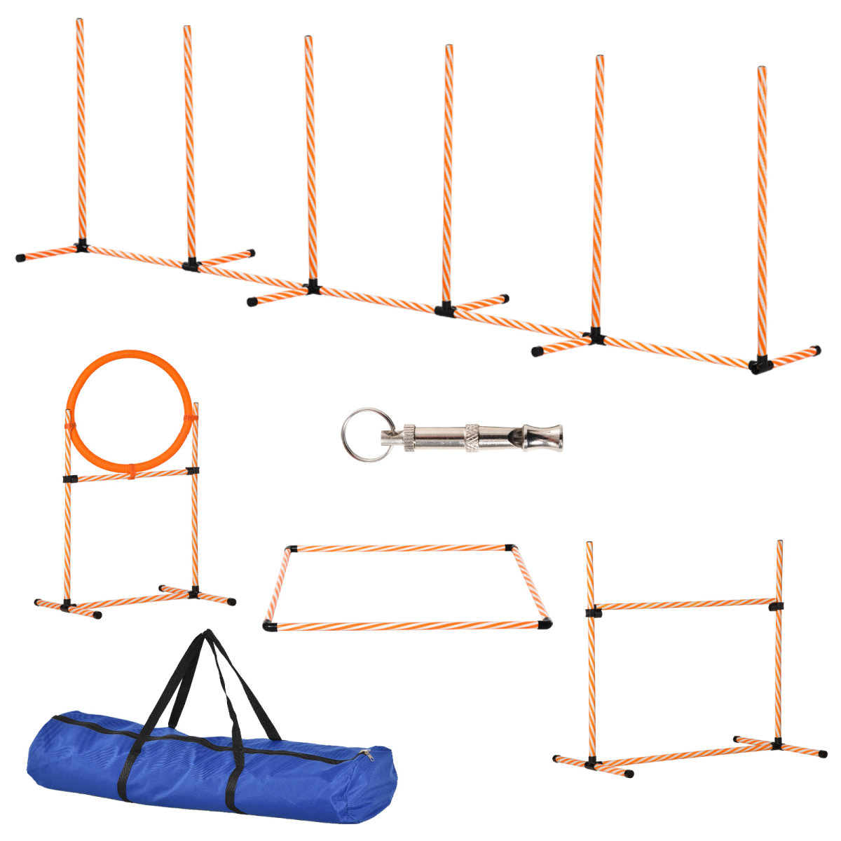 Pet Agility Training Set: Adjustable Hurdles, Ring, Whistle & Carry Bag