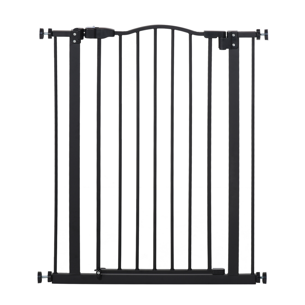 Adjustable 74-80cm Metal Pet Gate with Auto-Close Door - Black