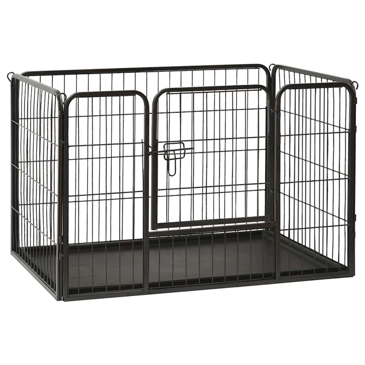 vidaXL Steel Puppy Playpen 91.5x59x61 cm - Indoor/Outdoor, Tray Included