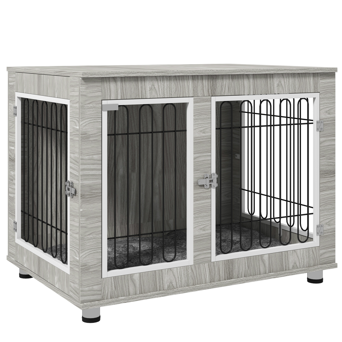 PawHut Dog Crate End Table with Soft Cushion, Double Doors