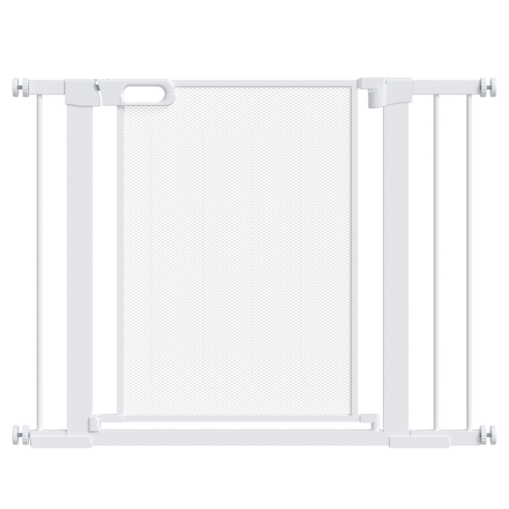 PawHut Pressure-Fit Safety Gate for Doors - Auto-Close, 75-103 cm, White