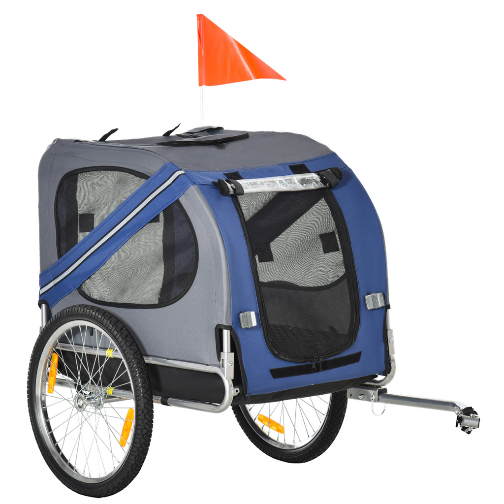 Blue Pet Bicycle Trailer: Dogs & Cats, Water-Resistant, 20-Inch Wheels, Hitch