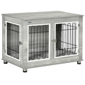 PawHut Dog Crate End Table with Soft Cushion and Double Doors