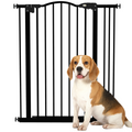 PawHut 74-87cm Metal Pet Gate with Auto-Close Door and Double Lock - Black