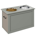 Grey Elevated Dual Pet Bowls with Storage Stand - Stainless Steel