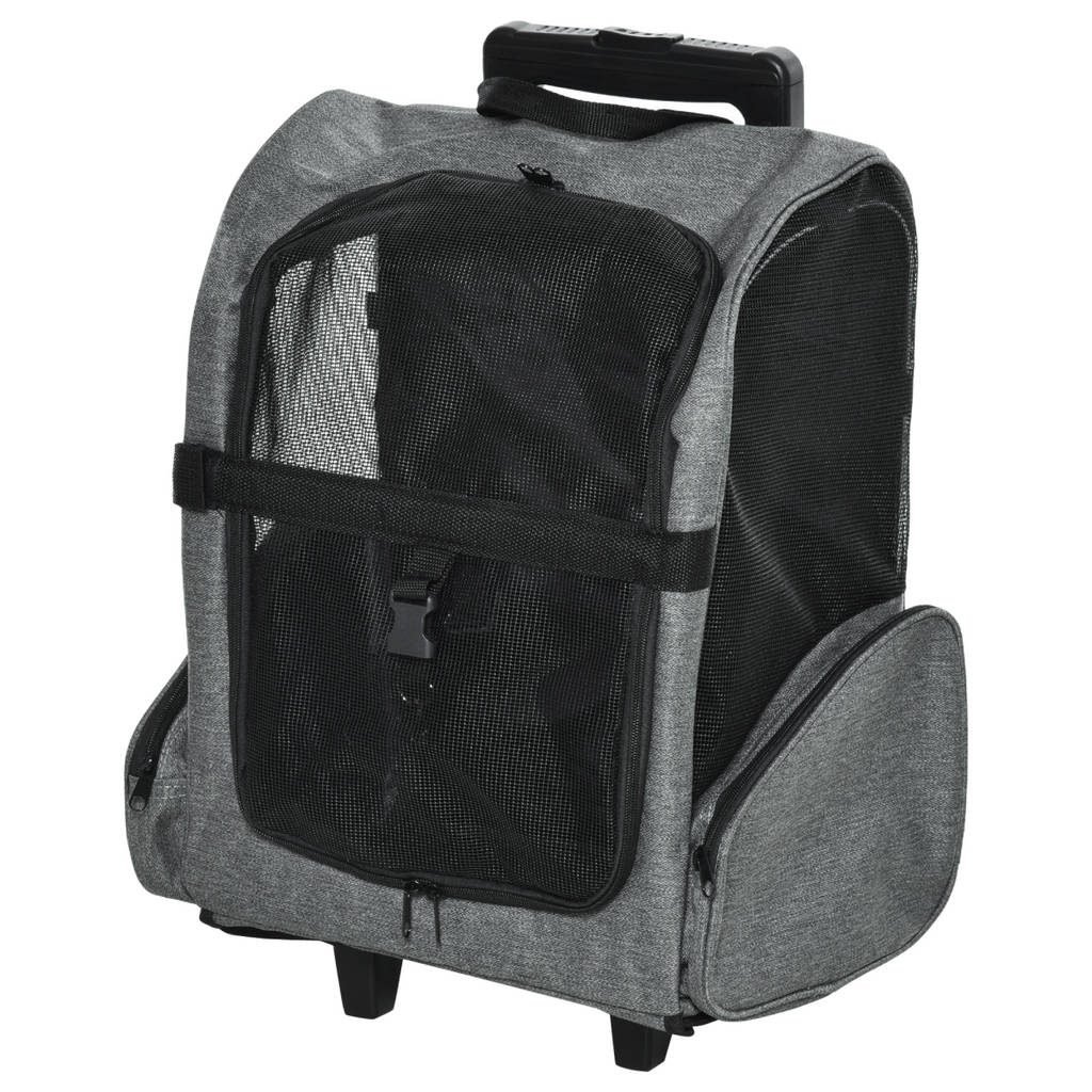 2-in-1 Pet Travel Backpack & Trolley Carrier, Grey