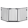 3-Panel Pet Gate & Playpen for Indoor Stairs - Walk-Through Door, Black