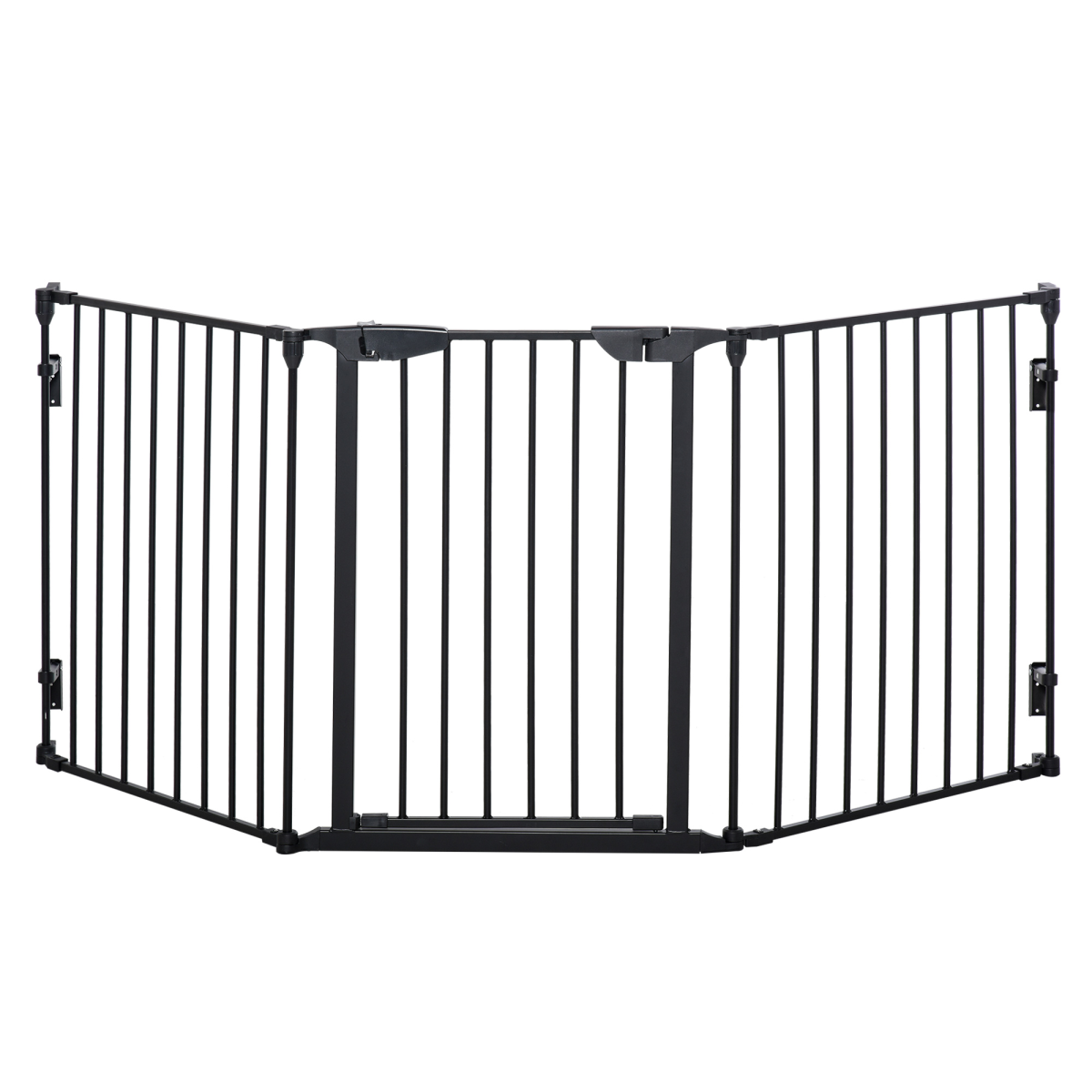 3-Panel Pet Gate & Playpen for Indoor Stairs - Walk-Through Door, Black