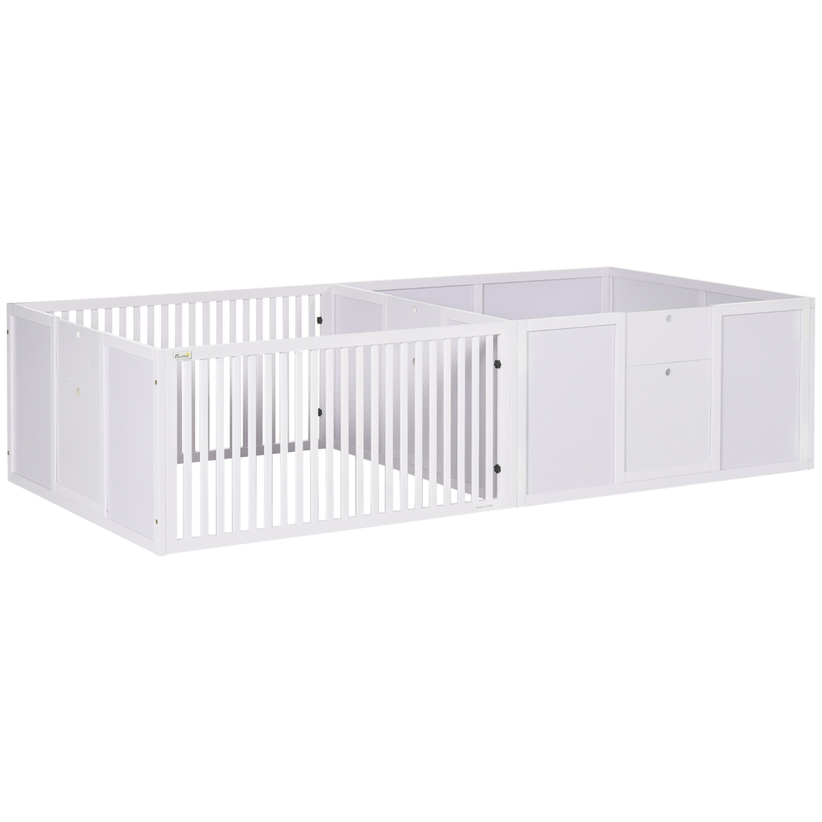 7-Panel Indoor Puppy Pen with 3 Doors, Dual-Room Design