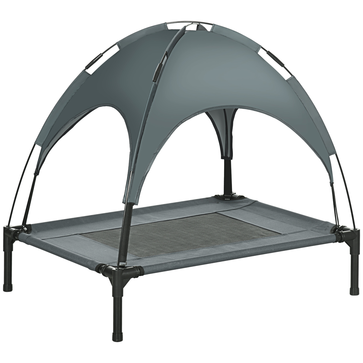 76cm Outdoor Elevated Dog Bed with Canopy - Cooling, UV Protection, Grey Pawhut