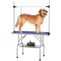 Metal Adjustable Dog Grooming Table with Rubber Top, 2 Safety Slings Pawhut