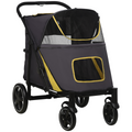 PawHut Foldable Dog Stroller with Universal Wheels & Shock Absorbers - Grey