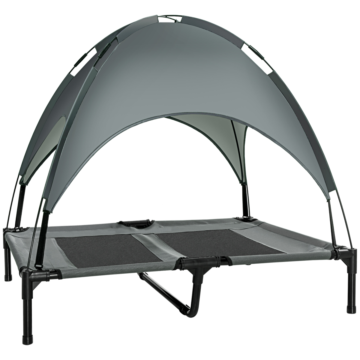 Pawhut 92cm Elevated Dog Bed with Canopy - Cooling, UV Shade, Grey