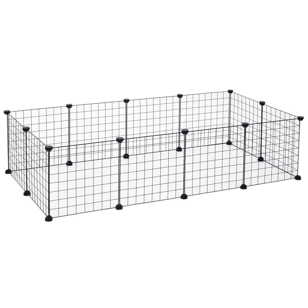 DIY Metal Pet Playpen - 12-Panel Cage for Small Animals (Black)