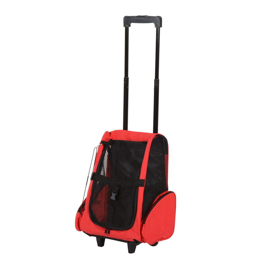 2-in-1 Pet Travel Backpack & Trolley Carrier with Telescopic Handle