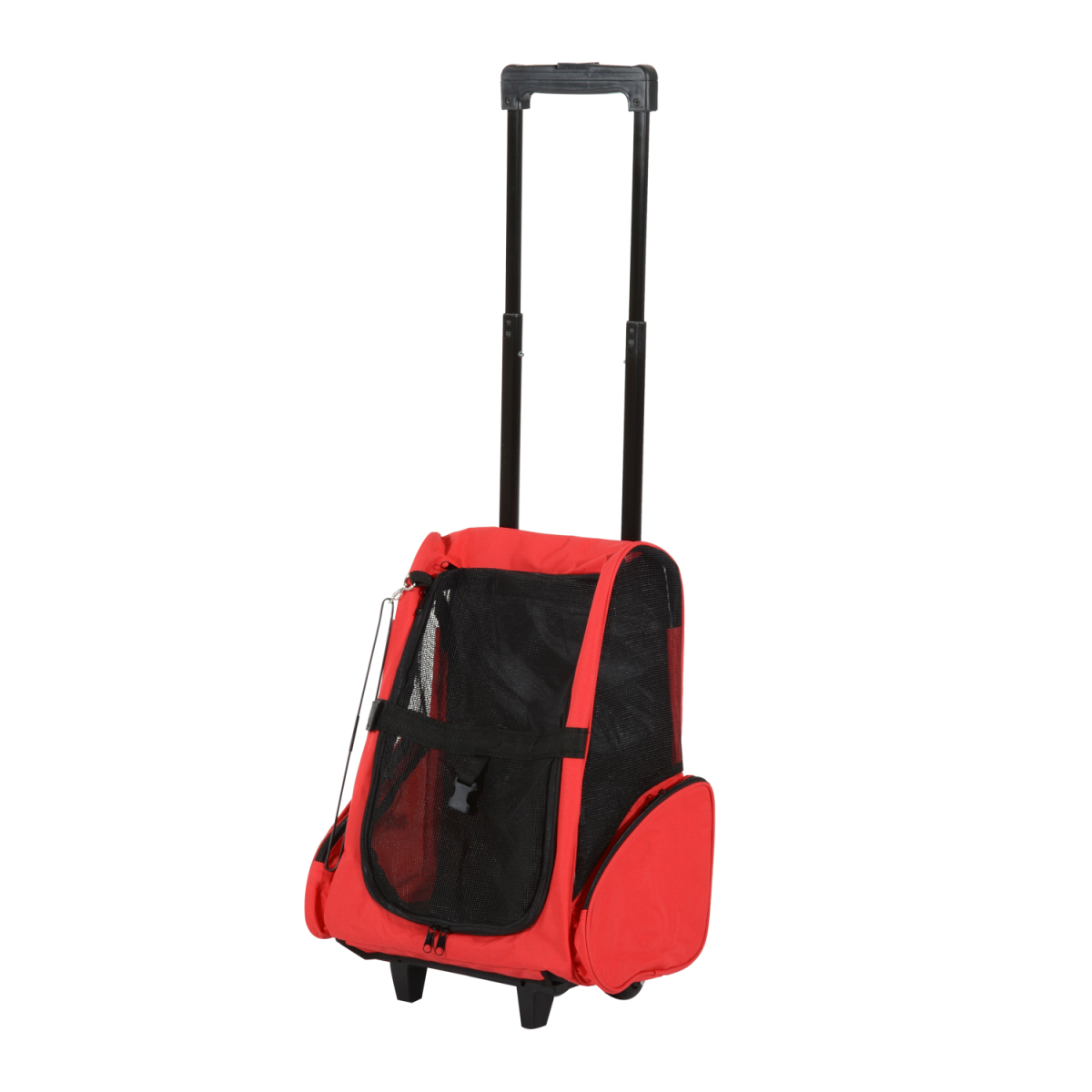 2-in-1 Pet Travel Backpack & Trolley Carrier with Telescopic Handle