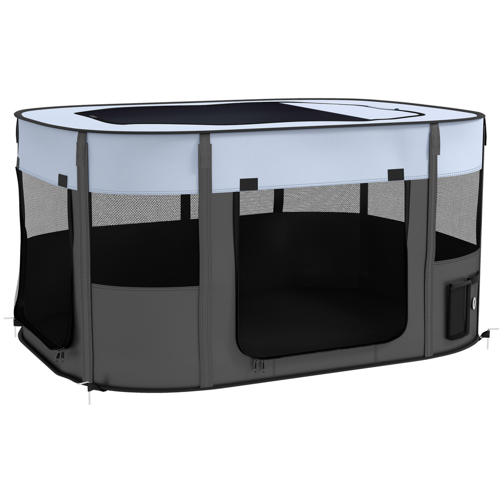 PawHut Portable Foldable Pet Pen for Small Animals - Grey