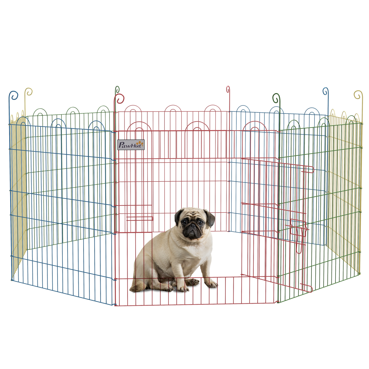 PawHut 6-Panel Pet Playpen with Door - Shape Options (Oct/Sq/Tri), Metal